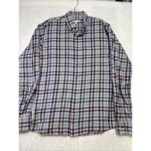 Peter Millar Shirt Men M Blue Green Plaid Flannel Long Sleeve Button Up